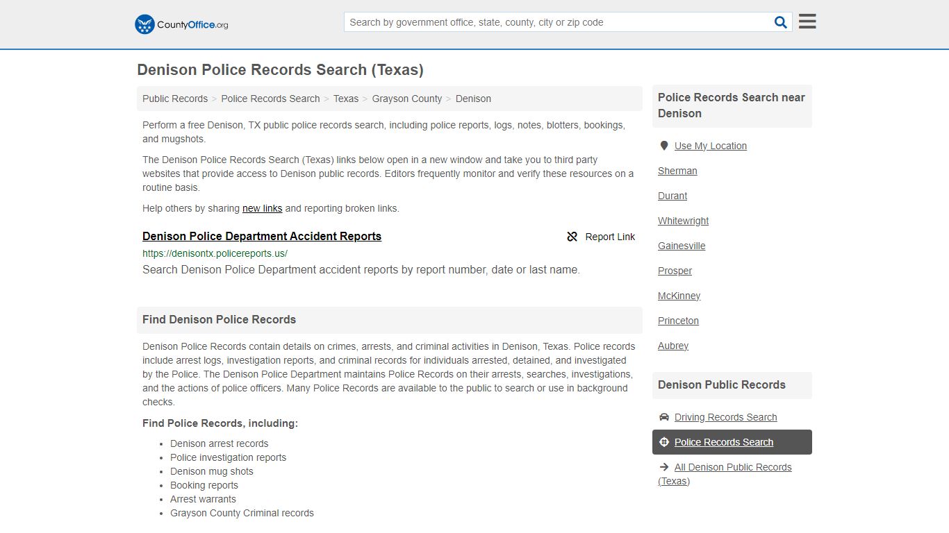 Police Records Search - Denison, TX (Accidents & Arrest Records)